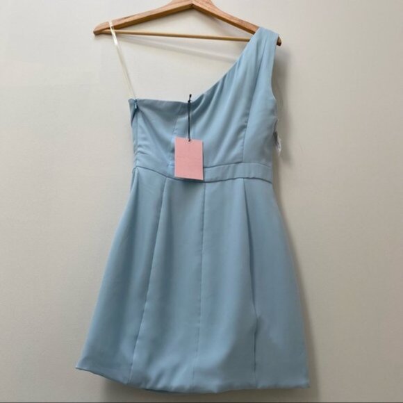 Fame and Partners Dress Blue One Shoulder A-Line Gown Size 6 NWT - Picture 2 of 5